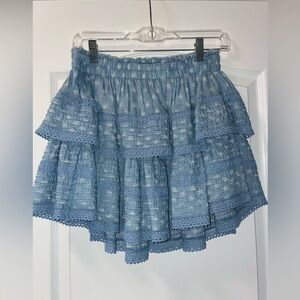 Aerie Rock n Ruffle Mini Skirt Blue